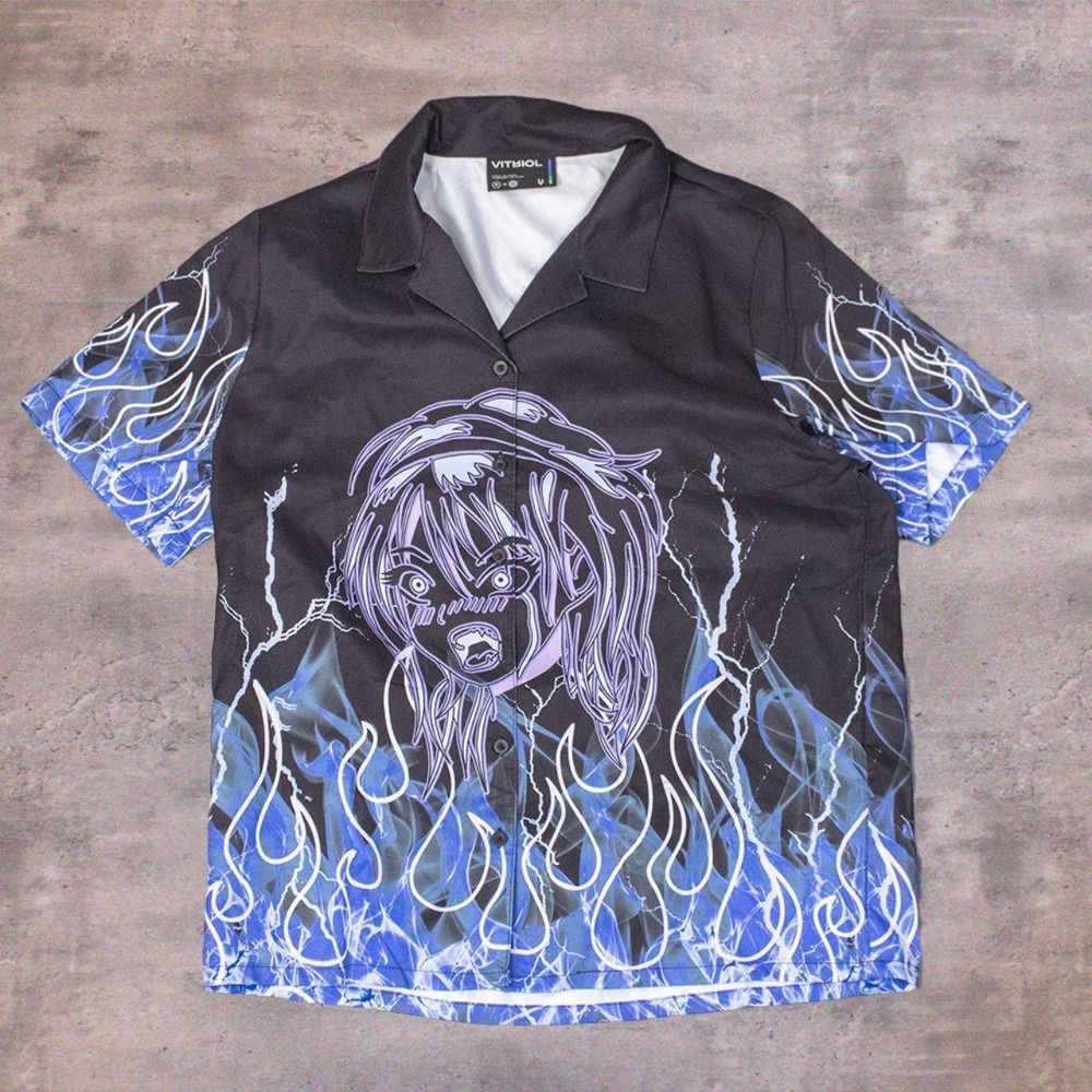 Vitriol Anime Button Up Camp Collar Skater Prada Style Shirt